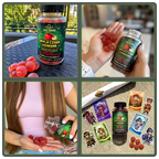 Apple-shaped ACV gummies and jar, four creator photos - Code Name Apple Cider Vinegar
