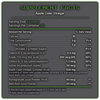 Supplement facts - Code Name Apple Cider Vinegar