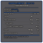 Supplement facts - Code Name Creatine Monohydrate