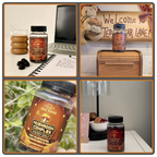 Mushroom Complex gummies and jar at the desk, kitchen and outdoors, four creator photos - Code Name Mushroom Complex