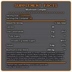 Supplement facts - Code Name Mushroom Complex