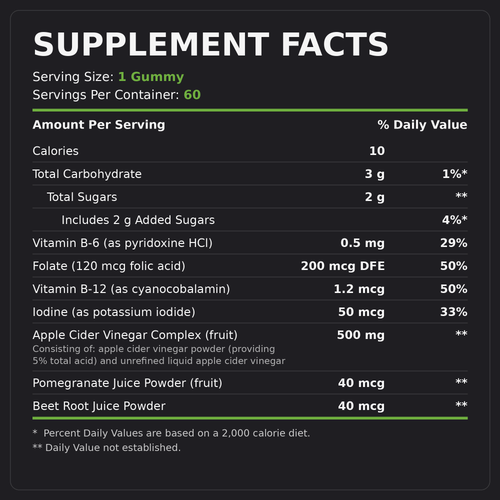 Code Name: Apple Cider Vinegar - Supplement Facts