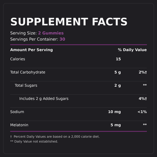 Code Name: Melatonin - Supplement Facts